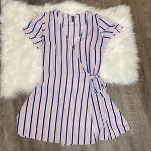 H&M Striped Short Wrap Mini Dress